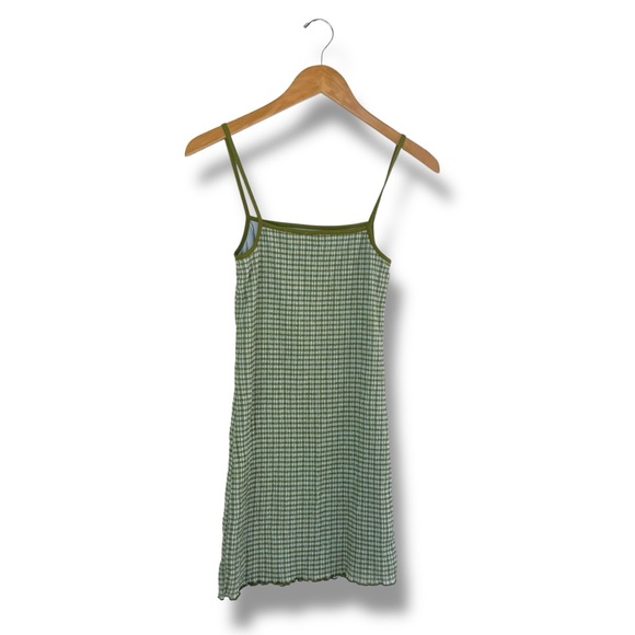 Wilfred Jazz Seersucker Mini Dress Womens S Gingham Slip dress Green - Picture 11 of 14